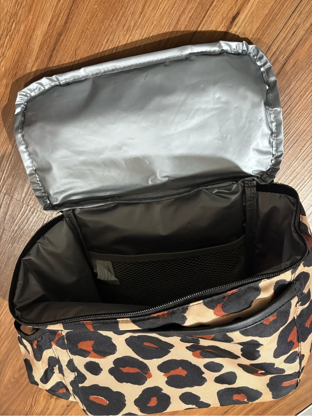 LOTG Leopard Print Insulated Lunch Tote Cooler Bag Beige Black Orange Zip Travel